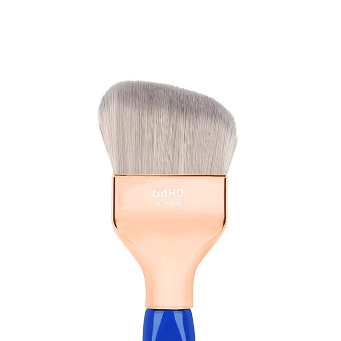 Bdellium Tools Professional Makeup Brush - Golden Triangle 971 Large Slanted Double Dome Blender - With All Vegan and Soft Synthetic Fibers, For Foundation Application & Blending (Blue, 1pc)-VivaGrace Women