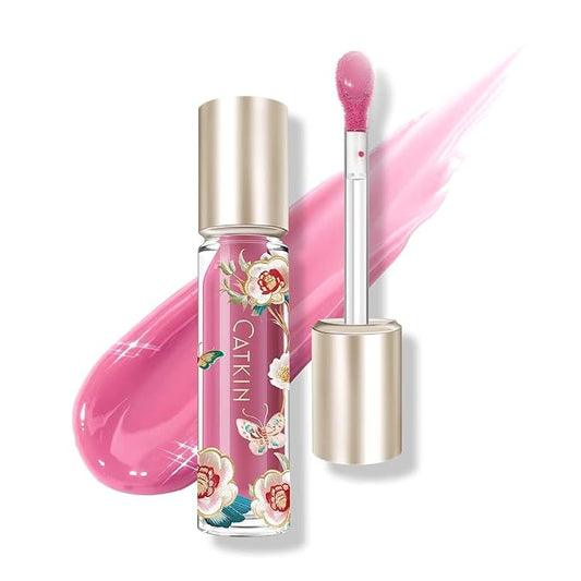 CATKIN Lip Plumper Gloss, Tinted Lip Serum with Hyaluronic Acid & Jojoba Oil, Non-sticky Volumizing Hydrating Formula for a High Shine Maximum 3D Look, Plump & Soft Lips 0.12 Fl Oz-C10 Amethyst Planet-VivaGrace Women