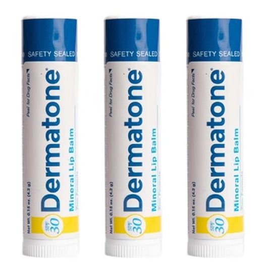 Dermatone Mineral Lip Balm SPF 30 | Moisturizing, Reef Safe, Oxybenzone Free | Broad Spectrum Sunburn Protection | Zinc Oxide Lip Sunscreen | Lip Balm with Sunscreen SPF 30 | 0.15 oz (3-Pack)-VivaGrace Women