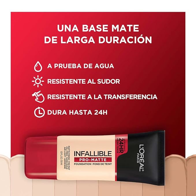 L'Oreal Paris K1828700 Infallible Pro-Matte Liquid Longwear Foundation Makeup, 102 Shell Beige, 1 Fl; Oz.-VivaGrace Women