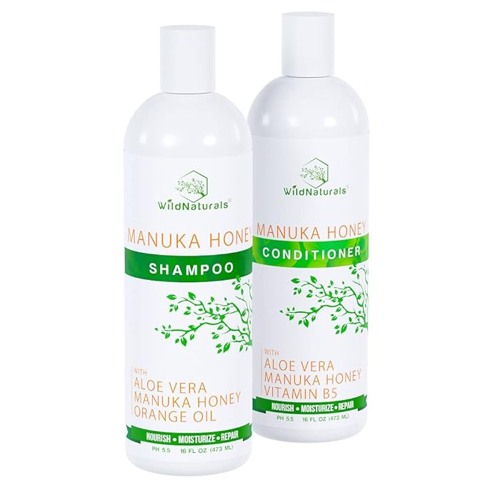 Manuka Honey Shampoo and Conditioner - Soothing Moisturizing Formula for Eczema, Psoriasis, Curly Hair, and Color-Safe - All Natural Set-VivaGrace Women