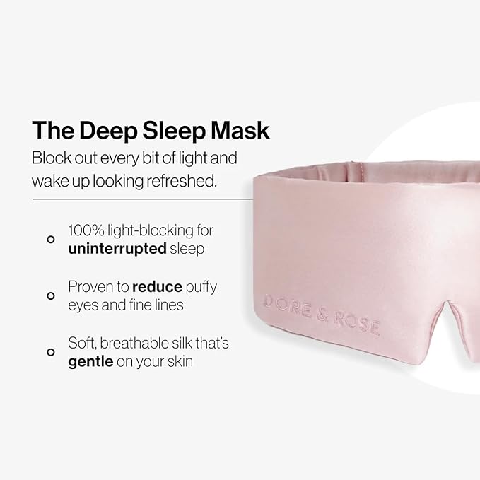Dore & Rose Deep Sleep Mask Light Blocking, 23 Momme Mulberry Silk Eye Mask, Ultra Soft, Adjustable - Travel Sleeping Mask for Men & Women - Lotus-VivaGrace Women