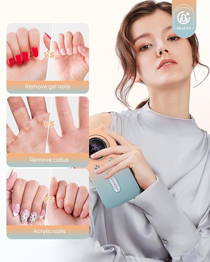 CozyZen Cordless Nail Drill Professional: 45000 RPM Rechargeable Electric Nail File Kit, Portable & Low Noise for Acrylic, Gel Nails, Manicure & Pedicure - Salon & Home Use-VivaGrace Women