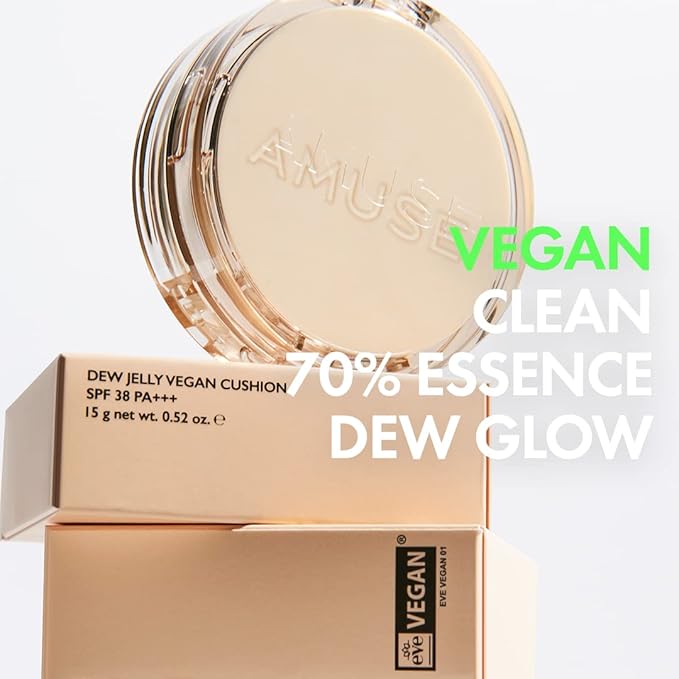 AMUSE Dew Jelly Vegan Cushion Foundation 1.5 CLEAR | dewy, glow, long-lasting, double coverage, clean beauty, lightweight, natural look, foundation for sensitive skin, hydrating cushion-VivaGrace Women