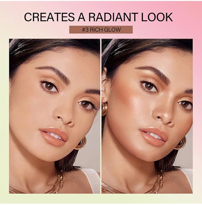 Cream Contour Stick,Bronzer Contouring Stick Facial Cream Highlight Contour Shaping Face Bronzer Makeup Blendable,Long Lasting 03-Rich Glow-VivaGrace Women