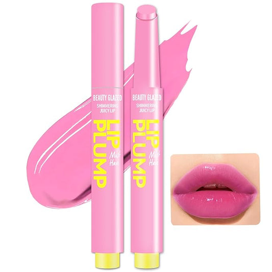 Lip Gloss Stick, Moisturizing Jelly Solid Lip Plump Oil Slick Click,Non Sticky Tinted Press Lipstick Pen, Lightweight Buildable Balm Liner Professional Makeup, High Shine Longlasting Glow-Pink-VivaGrace Women