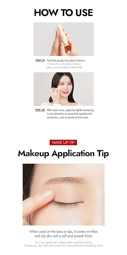 MERYTHOD PORE-CHAK Stick Primer Erasing Mattifying Hard Primer Stick, Filttered Effect, Easy Stick Type, Uneven&Pore Cover 0.4oz-VivaGrace Women