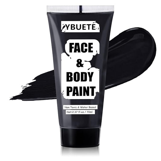 Black Water Based Face Body Paint, 2.37 OZ Large Tube Full Coverage Washable Face Paint Cream for Adult Carnival Cosplay Halloween SFX Skull Joker Zombie Vampire Skeleton Goth Makeup-VivaGrace Women