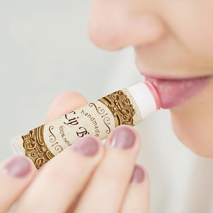 CRASPIRE 80Pcs 8 Styles Lip Balm Sticker Retro Photo Frame Self-Adhesive Homemade Lip Balm Labels Vintage Square DIY Label Stickers for Lip Balm Containers Cosmetics Lipsticks-VivaGrace Women