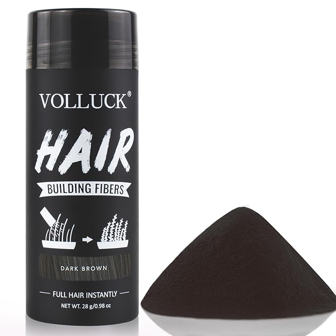 VOLLUCK Hair Fibers for Thinning Hair, Instant Coverage Hair Building Fibers for Women and men, Natural Hair Powder for Conceal Hair Loss 28 g (Dark Brown)-VivaGrace Women