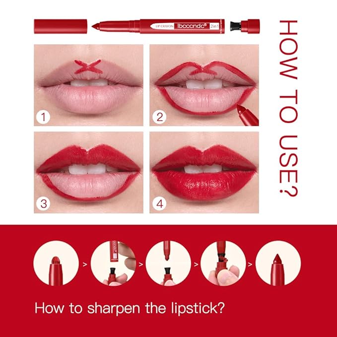 ibcccndc 6PCS Lip Liner and Lipstick Set - High Pigmented Creamy Matte Lip Liner Pencil Set for Girls and Women, Lip Makeup Gift Sets - Includes Nude and Red Lip Liners, Waterproof Formula (A)-VivaGrace Women