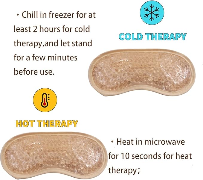 Gel Eye Mask, Cooling Eye Pads Reusable Small Ice Pack Under Eye Patches, Eye Hot Cold Treatment Pack for Redness, Pain Relief and Eye Relax (Champagne - 2count)-VivaGrace Women