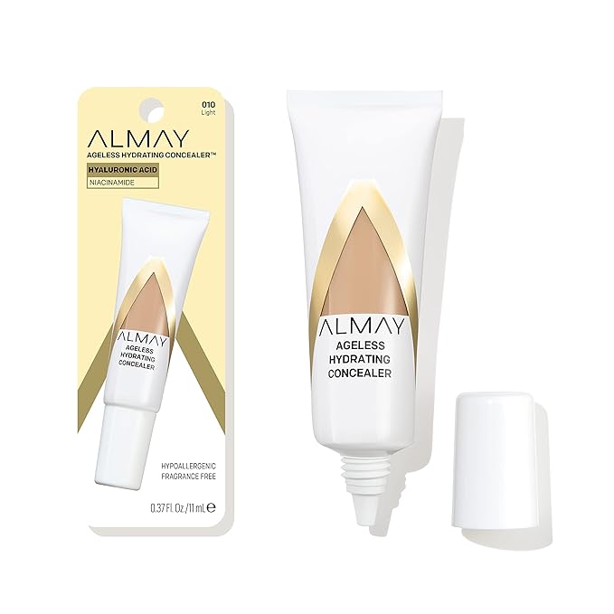 Almay Anti-Aging Concealer, Face Makeup with Hyaluronic Acid, Niacinamide, Vitamin C & E, Hypoallergenic-Fragrance Free, 010 Light, 0.37 Fl Oz (Pack of 1)-VivaGrace Women