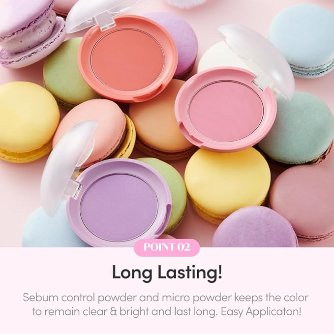 ETUDE Lovely Cookie Blusher #OR202 Sweet Coral Candy 4g | Glowing & Natural Powder Blush with Long-Lasting Sebum Control | Easy Application | Puffy Cushion for a Lovely Makeup Look-VivaGrace Women