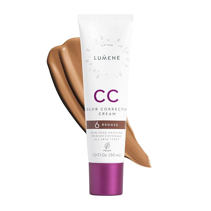 Lumene Color Correcting CC Cream - Lightweight Foundation - Medium Coverage - Redness Reducing Face Makeup for a Glowing Complexion - Vegan Formula + Suitable for All Skin Types - Bronze (1 fl oz)-VivaGrace Women