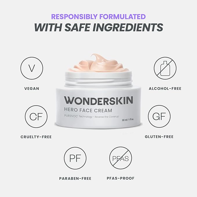 Wonderskin Purevoc Hero Face Cream, Anti Wrinkle Moisturizing Face Cream, Hydrating Face Moisturizer for Women & Men, Anti Aging Face Moisturizer, Daily Facial Moisturizer for Dry Skin-VivaGrace Women