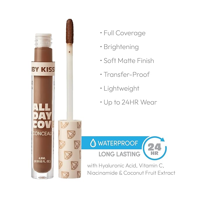 Ruby Kisses All Day Concealer Lightweight Full Coverage Multi-Use Concealer 0.13 Fl Oz (4-3 Chestnut (12))-VivaGrace Women