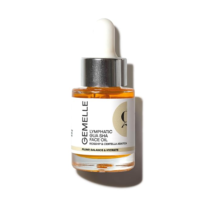 GEMELLE Lymphatic Gua Sha Face Oil | 10x Award Winner | Detox, Plump, Balance, Hydrate | High-Altitude Rosehip, Centella Asiatica & More! | Organic, Natural, Clean Beauty | Starter, Travel 15ml-VivaGrace Women