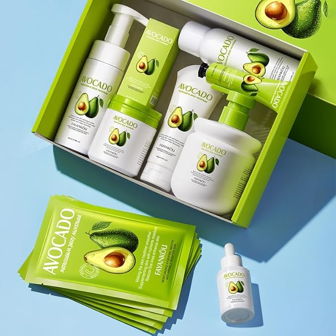 Avocado Facial Skincare Set - Complete Eight-Piece Kit for Soothing, Nourishing, and Moisturizing-VivaGrace Women