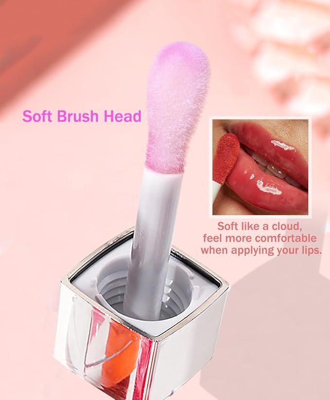 Plumping Lip Oil, Moisturizing Lip Glow Oil, Long Lasting Nourishing Lip Gloss Lip Balm, Non-sticky Transparent Toot Lip Oil Tinted for Lip Care and Dry Lip - Raspberry-VivaGrace Women