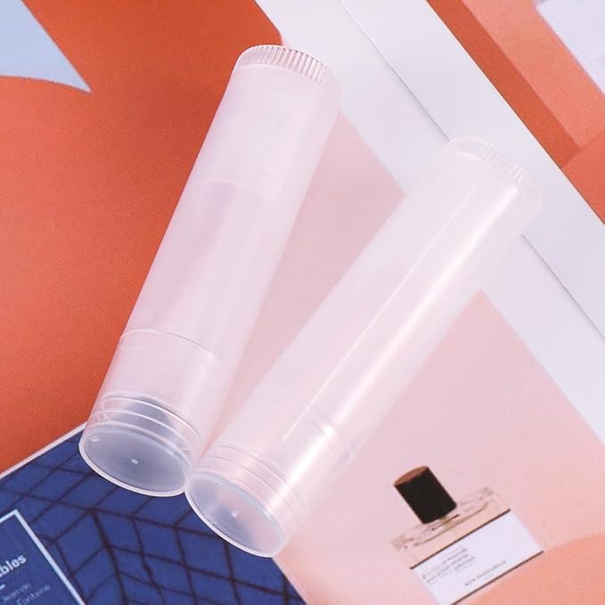 50Pcs 5ml Translucent Lipstick Cosmetic Empty Lip Gloss Lipstick Containers,Cosmetic Containers Sale Lip Balm Tubes Empty Hot Transparent Plastic Refill Lip Balm Tube with Cap-VivaGrace Women