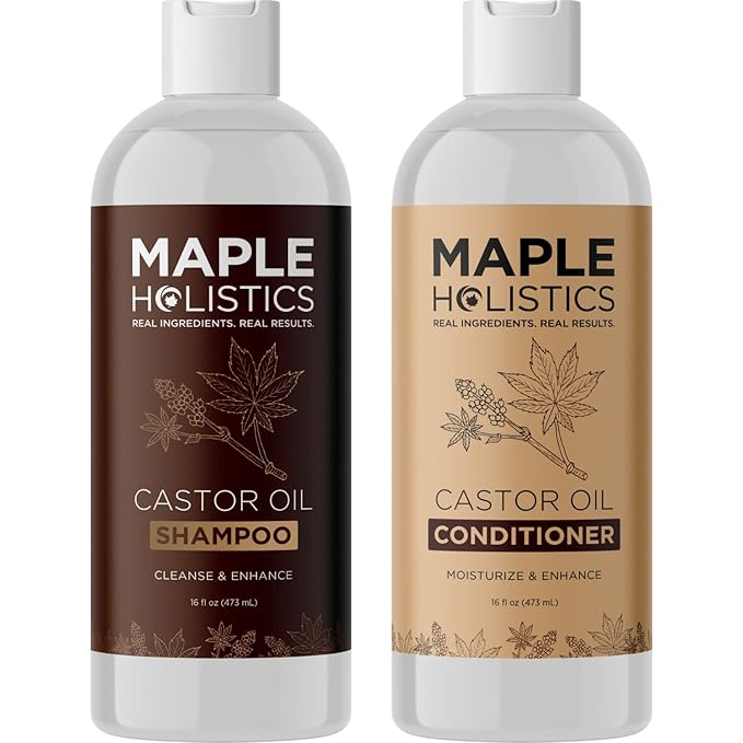Castor Oil Shampoo and Conditioner Set - Jamaican Black Castor Oil Shampoo and Biotin Collagen Conditioner - Sulfate Free Shampoo and Conditioner for Fine Hair and Dry Scalp Care (Vanilla) -16 Fl Oz-VivaGrace Women