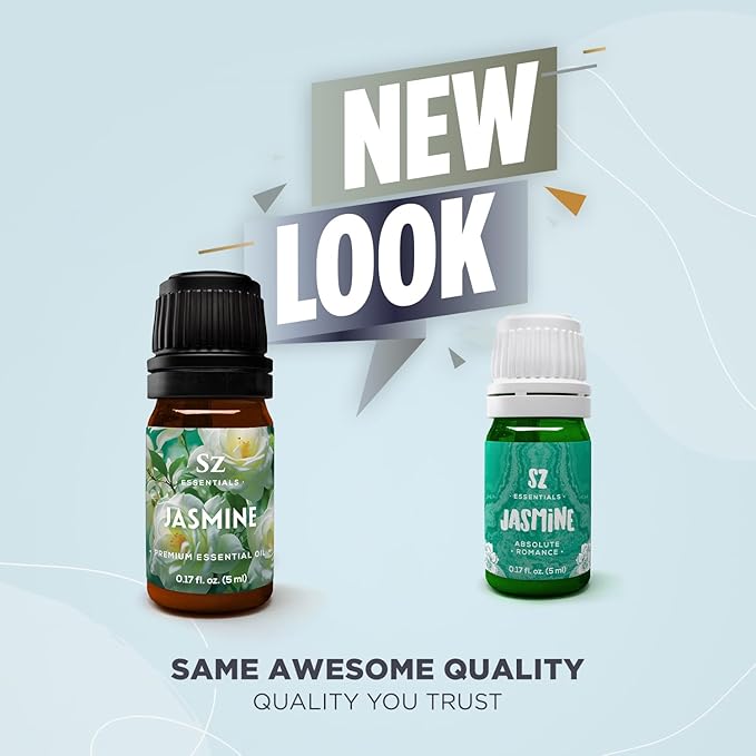 Jasmine Absolute Essential Oil – 100% Pure & Undiluted – 4 Jasminum Species – Divine Floral & Exotic Scent! – Aromatherapy & Natural Perfumery - Therapeutic Grade & Vegan – 0.17oz (5mL)-VivaGrace Women