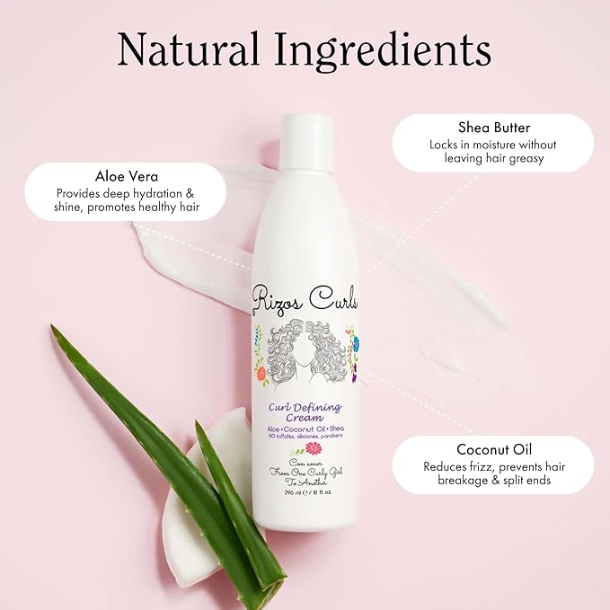 Rizos Curls Curl Defining Cream for Wavy, Curly, Coily, Kinky Hair Frizz Control, Defines, Softens, Moisturizes, Adds Shine for Hair Types Sulfate & Paraben Free-VivaGrace Women