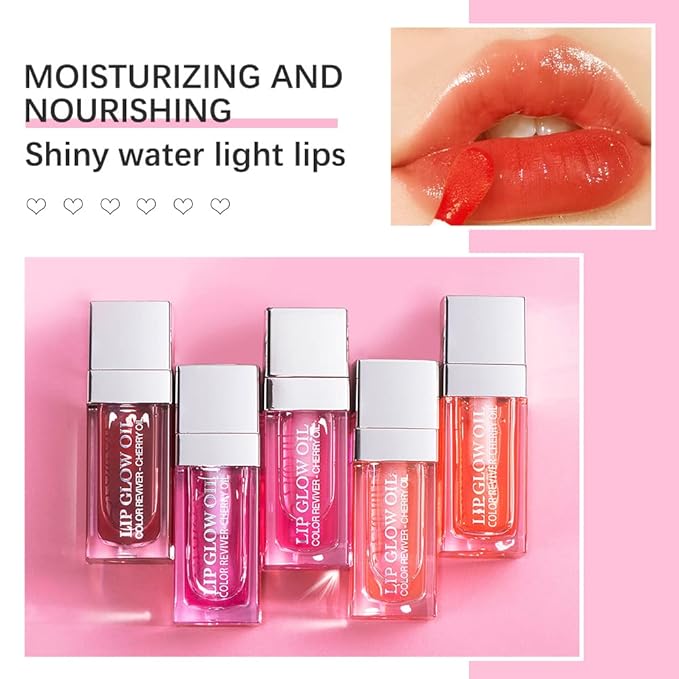 Plumping Lip Oil, Long Lasting Hydrating Lip Gloss Tinted Lip Balm Non-sticky Revitalizing, Tinting Lip Care Oil for Dry Lip (CORAL)-VivaGrace Women