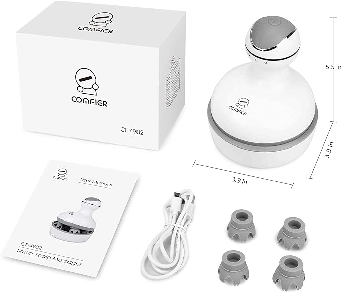 COMFIER Electric Cordless Hair Scalp Massager with Kneading 84 Massage Nodes, Handheld Portable Head Scratcher Massager for Hair Growth, Deep Clean and Stress Relax, Gifts for Men Dad-VivaGrace Women