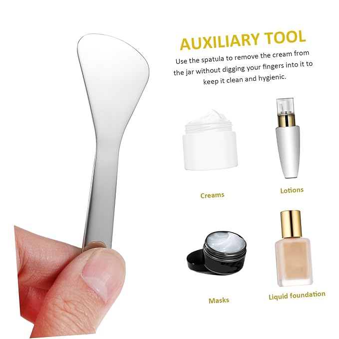 Compact Beauty Spatula Set - 2pcs Reusable Metal Makeup Scoop - Ideal for Lotions - Moisturizers and Creams - Essential Skincare Tool for Facial Care and Cosmetic Use-VivaGrace Women