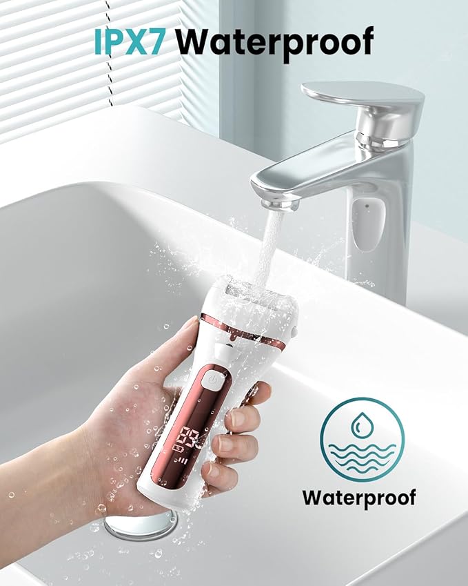 PUBOO Foot Callus Remover Electric 10000 RPM 3-Speed IPX7 Rechargeable Pedicure Kit for Hard Skin Women & Men. Portable Multi-Roller File Grinder Sander Scrubber with LED Display for Wet & Dry Feet-VivaGrace Women