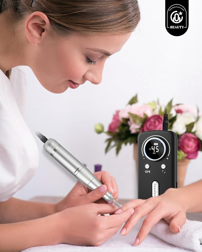 CozyZen Cordless Nail Drill Professional: 45000 RPM Rechargeable Electric Nail File Kit, Portable & Low Noise for Acrylic, Gel Nails, Manicure & Pedicure - Salon & Home Use-VivaGrace Women