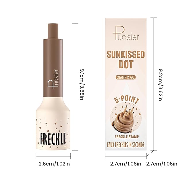 Freckle Stamp Pen, Fake Freckles Stain Marker,5-Dot Faux Liquid Freckle Stamp Cushion for Natural and Lifelike Sunkissed Makeup,Quick Dry Long-Lasting Face Freckle Pencil Tool,04#Caramel-VivaGrace Women