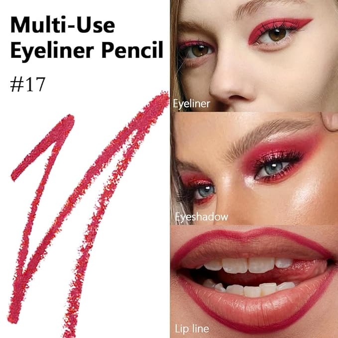 evpct True Red Gel Eyeliner Pencil for Women Waterline Waterproof Smudge Proof Eye Makeup Liners, Red Mascara Eye Liner Gel Liner Eyeliner with Sharpener delineador de ojos contra el agua 17