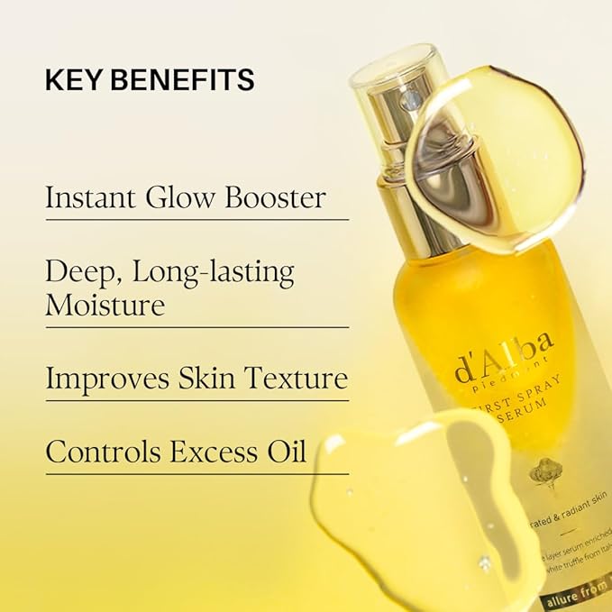 d'alba Piedmont Italian White Truffle First Spray Serum, Vegan Skin Care, Light-weight Face Moisturizer, Glow Serum for Radiant Skin, Non Comedogenic, All In One Mist, Korean Skin Care (3.38 fl oz.)-VivaGrace Women