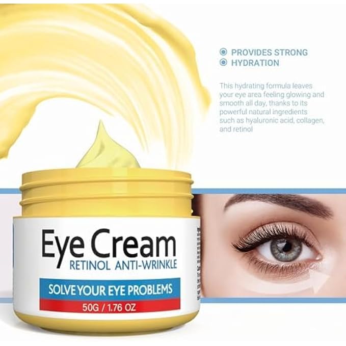 Retinol Eye Cream for Improving Dark Circles and Puffiness Under Eye Bags Under Eye Cream Reduce Aging Line Smoothing Wrinkles and Fine Lines Moisturizing Eye Cream Unisex 1.76OZ/50G-VivaGrace Women