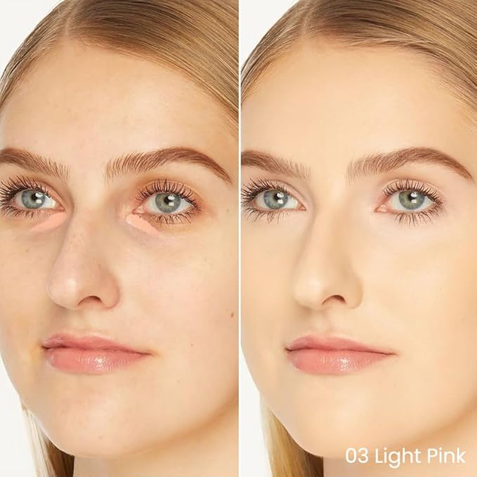 Kaely 2Pcs PROFESSIONAL MAKEUP Correcting Concealer Stick,Medium Coverage Concealer Crayon,under Eye Brightener Concealer for Dark Circles,corrector de ojeras,Lightweight,Vegan,03 LIGHT PINK-VivaGrace Women