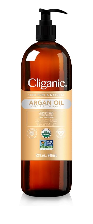 Cliganic Organic Argan Oil for Hair, Face & Skin (Bulk, 32oz with Pump) - 100% Pure, Cold Pressed-VivaGrace Women