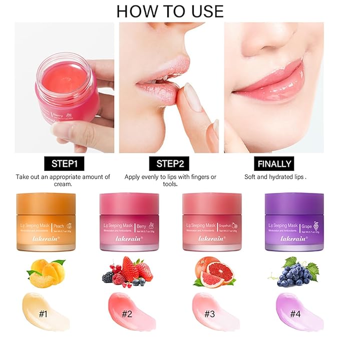 Sleeping Lip Mask, Long-Lasting Nourish & Hydrate Lip Mask, Lip Balm, Lip Oil, Lip Skin Care, Hydrating, Moisturizing Lip Lines Night Sleep Care Lip Anti-chapped Lip Cream (02# Berry)-VivaGrace Women