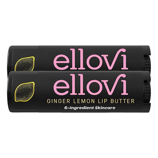 Natural Lip Butter Lip Balm - Ginger Lemon - Pure Enough to Eat - Made With Just 6 Vegan Ingredients - 100% Natural & Organic Moisturizing Lip Care for All Day Hydration (2-Pack)-VivaGrace Women