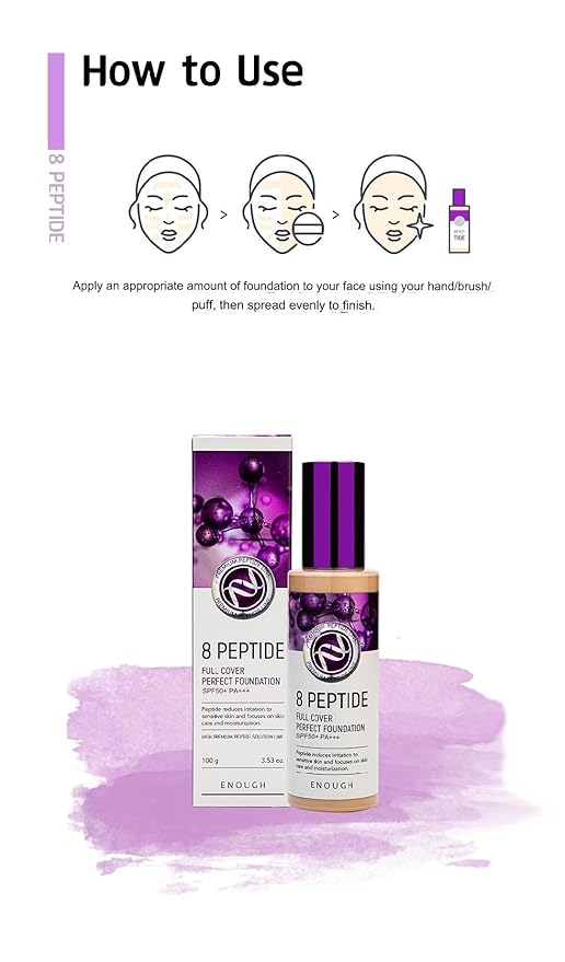 Enough 8 Peptide, Full Cover Perfect Foundation, SPF 50+ PA+++, #13, 3.53 oz (100 g)-VivaGrace Women