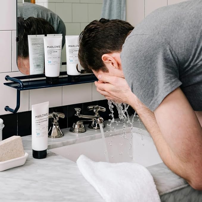 MARLOWE. Mens Skin Care Set, No. 204 Daily Essential Face Kit, No. 121 Facial Cleanser, No. 123 Facial Moisturizer, No. 127 Eye Cream, No. 128 Daily Face Lotion with SPF 50, Great Gift for Men-VivaGrace Women