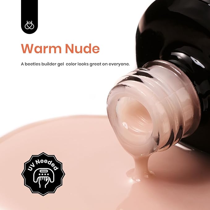 Beetles Builder Gel 7 in 1 Strengthener Gel Nail Polish Nude Color Jelly Beige for Nail Apex and Extension Cover Building Nail Salon DIY Manicure Design-VivaGrace Women