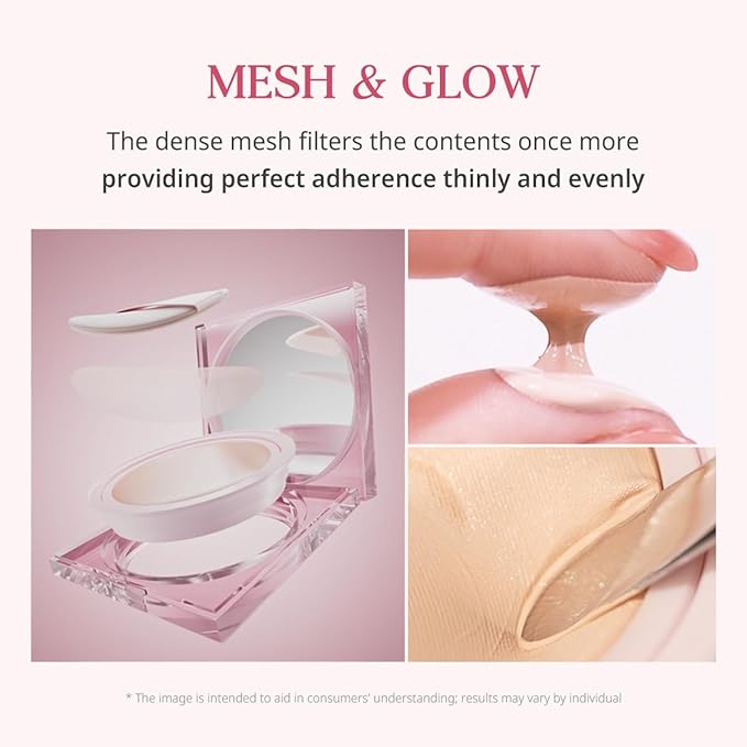 CLIO Kill Cover Mesh Glow Cushion Foundation ([Refill Included] 15g*2, 23N GINGER), Glass Skin, Long-Lasting, Lightweight, Buildable Coverage, Glowy Skin Makeup-VivaGrace Women