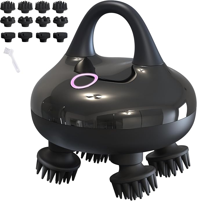 arboleaf Electric Scalp Massager Kneading Head Massager Scalp Stress Relax, Portable 6 in 1 Hair Massage with 12 Removable Massage Claws, Recharagable Head Stratcher, Gift for Mom Dad-VivaGrace Women