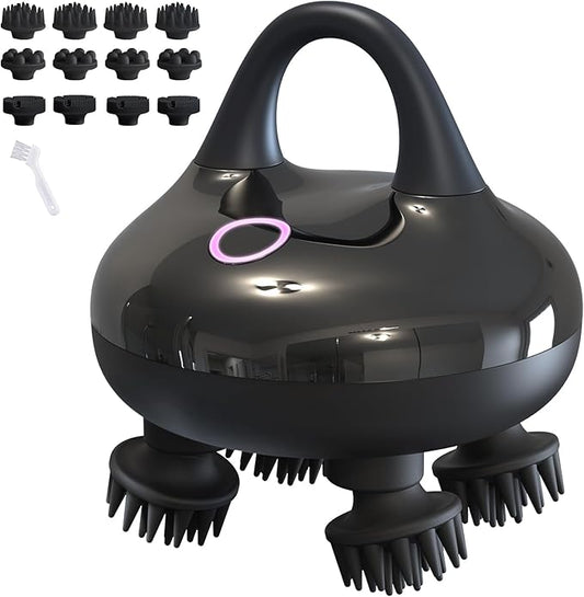 arboleaf Electric Scalp Massager Kneading Head Massager Scalp Stress Relax, Portable 6 in 1 Hair Massage with 12 Removable Massage Claws, Recharagable Head Stratcher, Gift for Mom Dad-VivaGrace Women