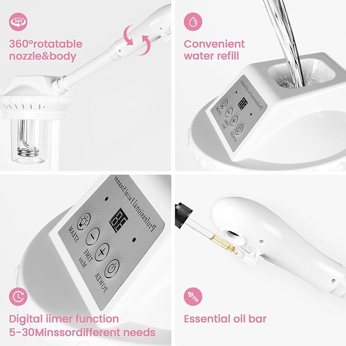 face Steamer Clean Skin Firming Pores and Moisturizing Suitable for a Beauty, Spa, at Home-VivaGrace Women