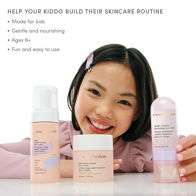 Evereden Kids Multi-Vitamin Hydrating Face Mist | Nourishing Face Spray, Preppy Skincare Essential for Ages 6+ | Clean Formula Safe for Sensitive Skin | Multi-Vitamin Complex, Peach & Mango Juice-VivaGrace Women
