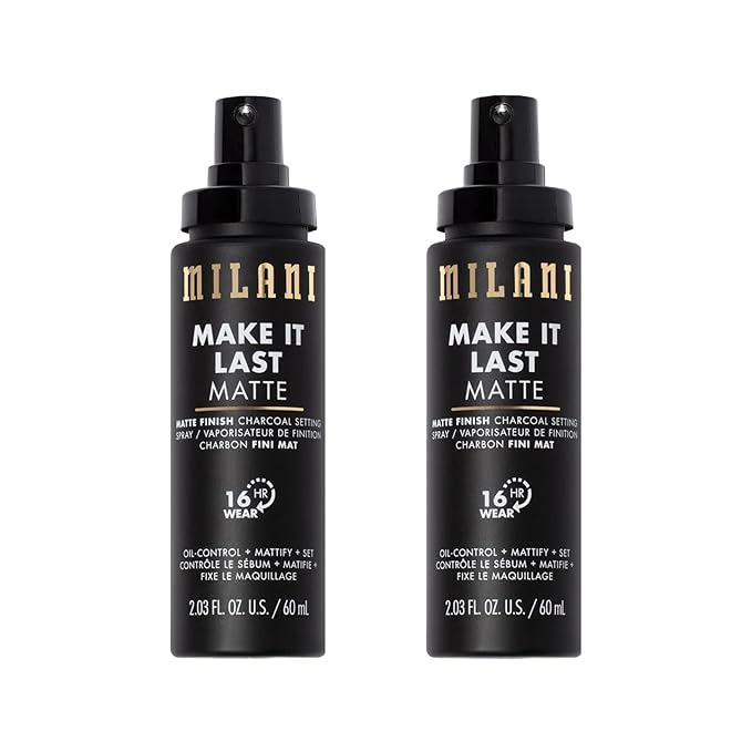 Milani Make it Last Matte - Matte Finish Charcoal Setting Spray - Cruelty-Free Makeup Primer and Setting Spray for Oily Skin - Long Lasting Finishing Spray - 2 Pack-VivaGrace Women